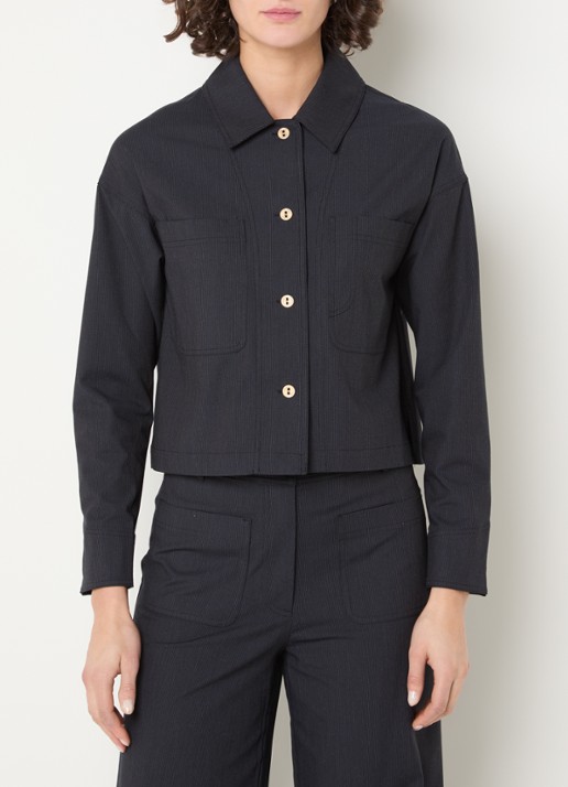 Sessùn Notteri cropped blouse met krijtstreep en borstzakken