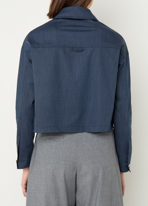 Sessùn Notteri overshirt met opgestikte zakken - achterkant 3 donkerblauw