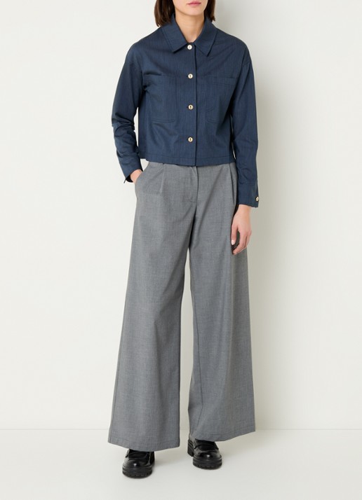 Sessùn Notteri overshirt met opgestikte zakken - voorkant 2 donkerblauw