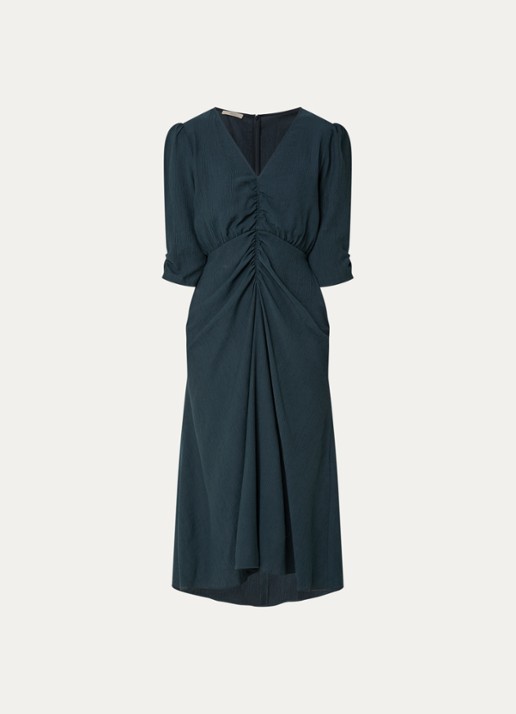 Sessùn Nylia midi jurk met V-hals - voorkant 3 groen