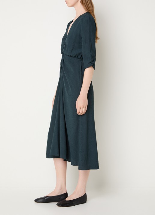 Sessùn Nylia midi jurk met V-hals - voorkant 4 groen