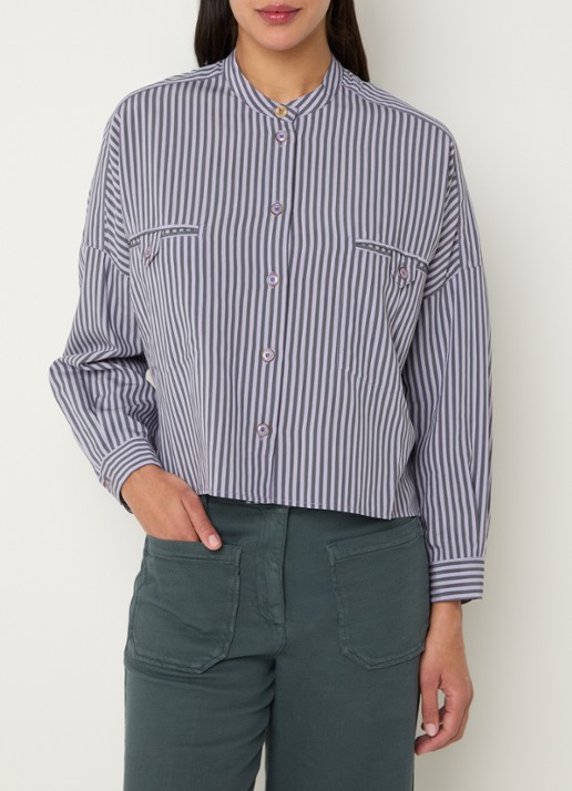 Sessùn Orregio blouse met steepprint en borstzakken