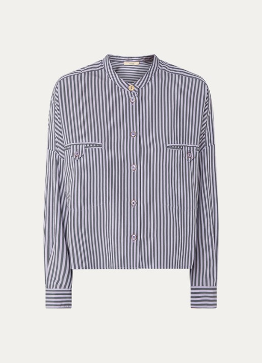 Sessùn Orregio blouse met steepprint en borstzakken - voorkant lila