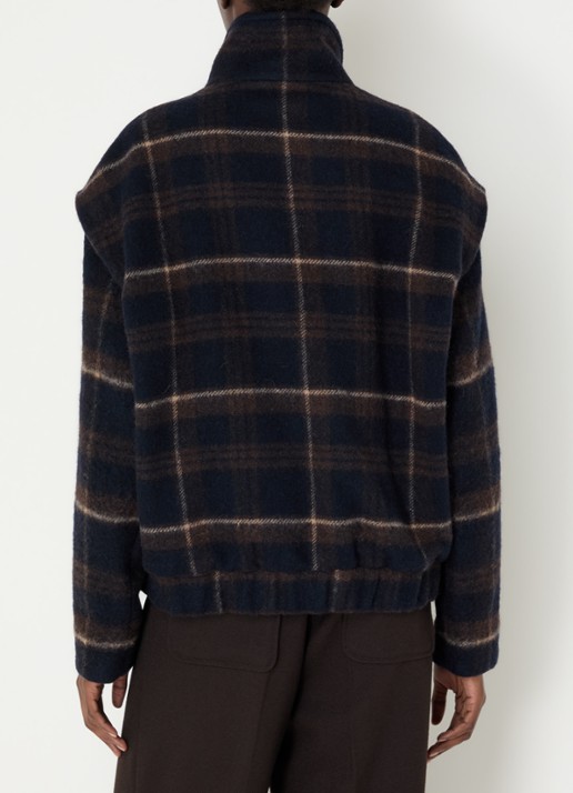 Sessùn Paolina jack in wolblend met ruitdessin - achterkant 2 donkerblauw