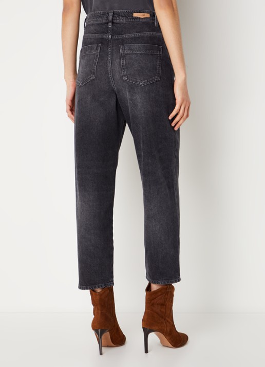 Sessùn Peter high waist cropped straight leg jeans met gekleurde wassing - achterkant 5 zwart