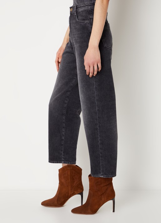 Sessùn Peter high waist cropped straight leg jeans met gekleurde wassing - detail 4 zwart
