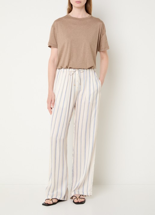 Sessùn Piuma high waist straight fit broek met steekszakken - voorkant 3 gebroken wit