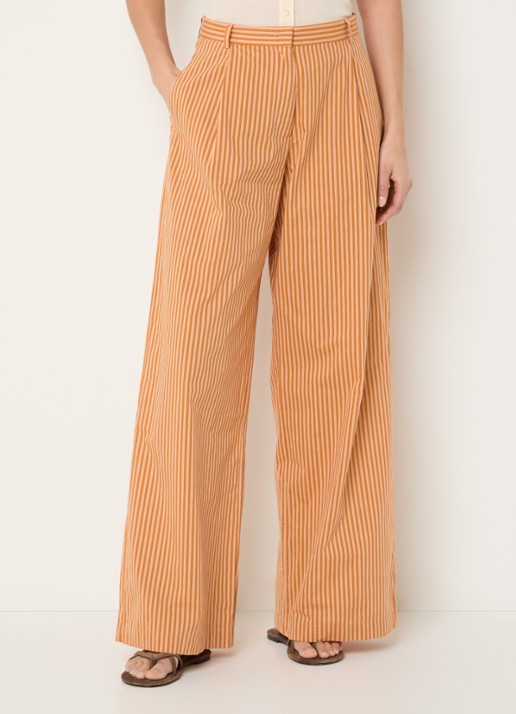 Sessùn Provencia high waist wide fit broek met streepprint