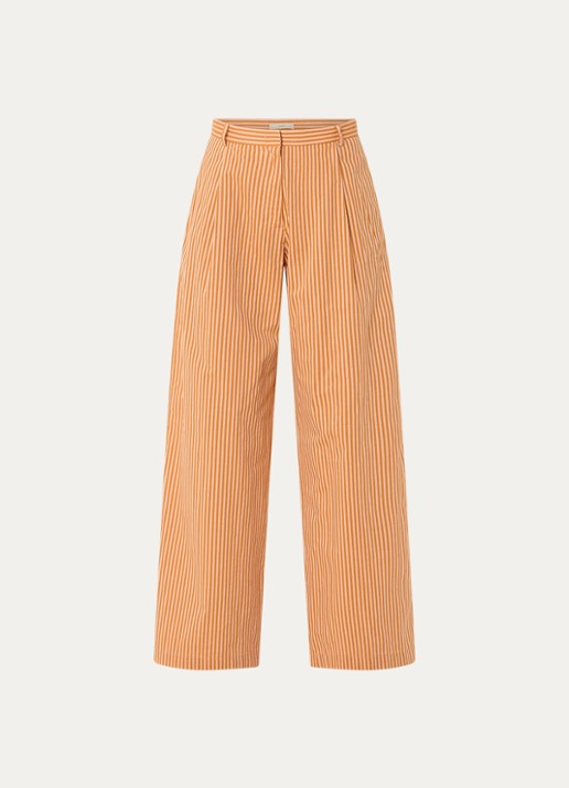 Sessùn Provencia high waist wide fit broek met streepprint - voorkant orange