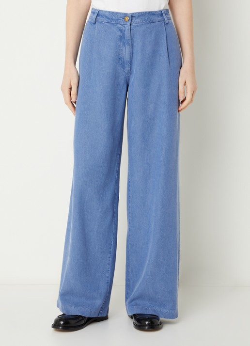 Sessùn Provenco high waist wide fit broek van chambray