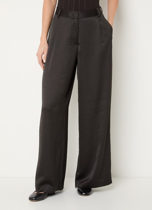 Sessùn Provenco high waist wide leg pantalon met glanzende finish