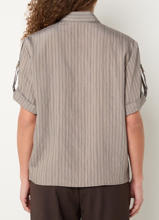 Sessùn Safara blouse met streepprint - achterkant zand