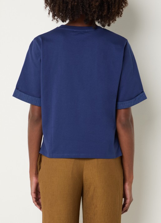 Sessùn Samico T-shirt met streepprint - achterkant donkerblauw