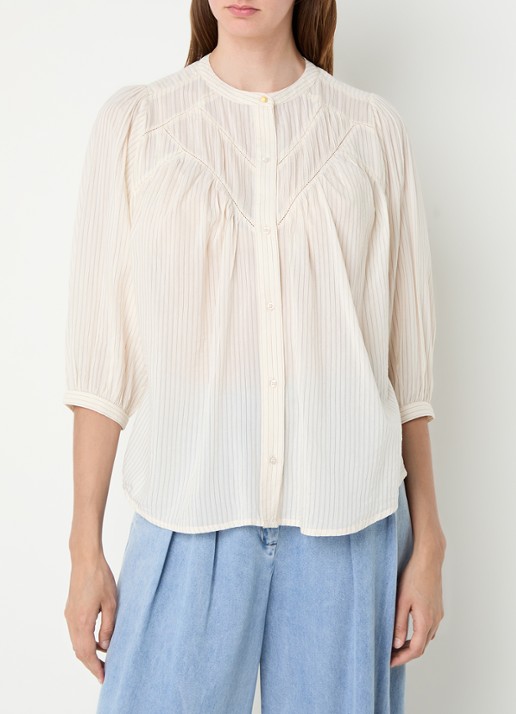 Sessùn Savi blouse met streepprint en pofmouw