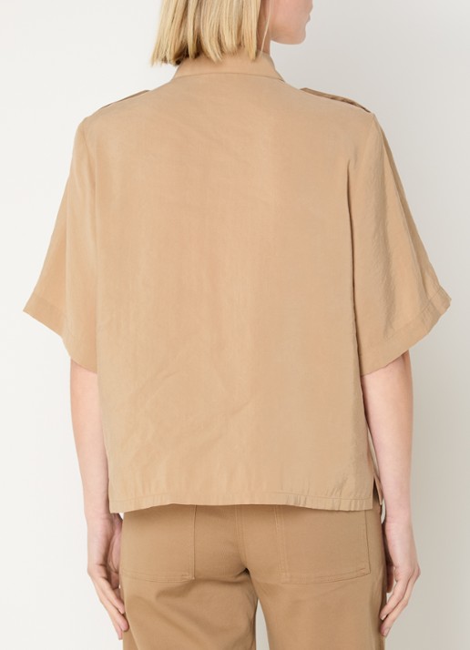 Sessùn Scoutiboy blouse met borstzakken - achterkant beige