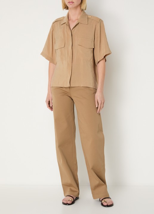 Sessùn Scoutiboy blouse met borstzakken - voorkant 4 beige