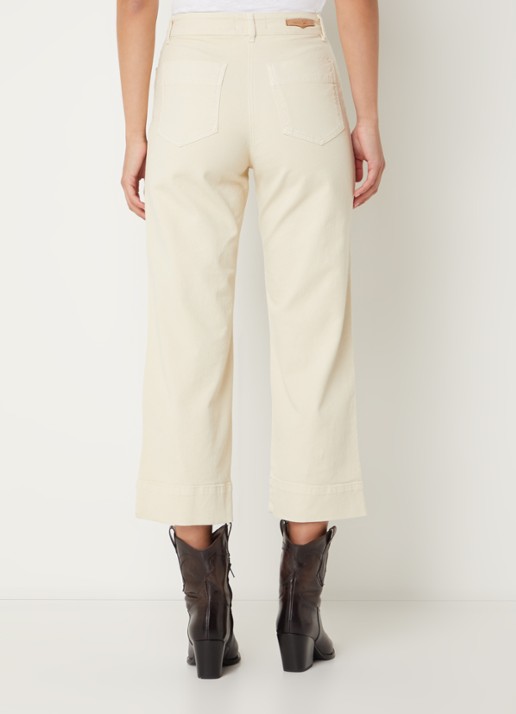 Sessùn Seakey high waist cropped regular fit jeans met opgestikte zakken - achterkant creme