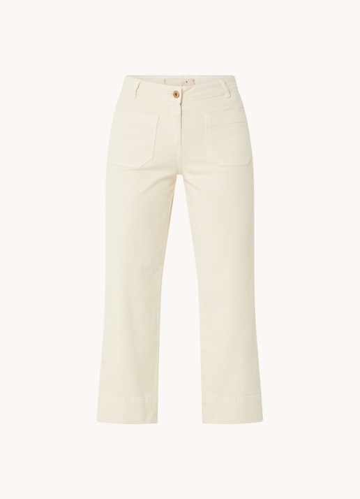 Sessùn Seakey high waist cropped regular fit jeans met opgestikte zakken - voorkant 3 creme
