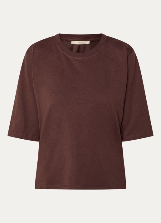 Sessùn Serge T-shirt met ronde hals - voorkant bruin