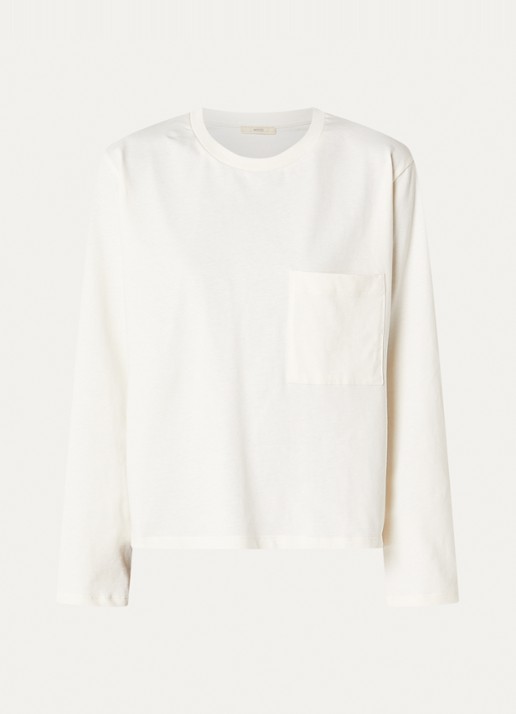 Sessùn Severiano long sleeve met borstzak - voorkant 3 wit