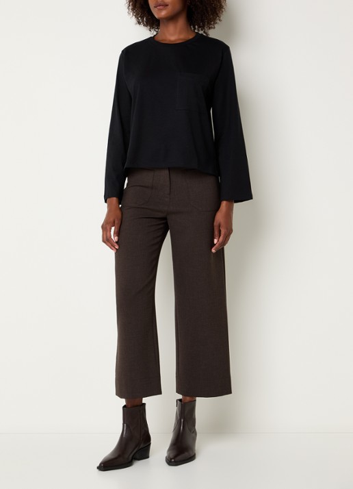 Sessùn Severiano long sleeve met borstzak - voorkant 4 zwart