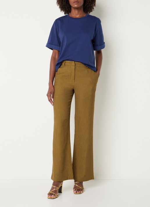 Sessùn Tancreto high waist flared fit pantalon met steekzakken - voorkant 3 brons