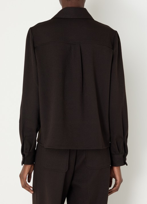 Sessùn Theodore blouse met opgestikte zakken - achterkant bruin