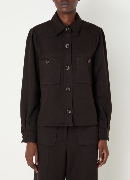 Sessùn Theodore blouse met opgestikte zakken - detail 2 bruin