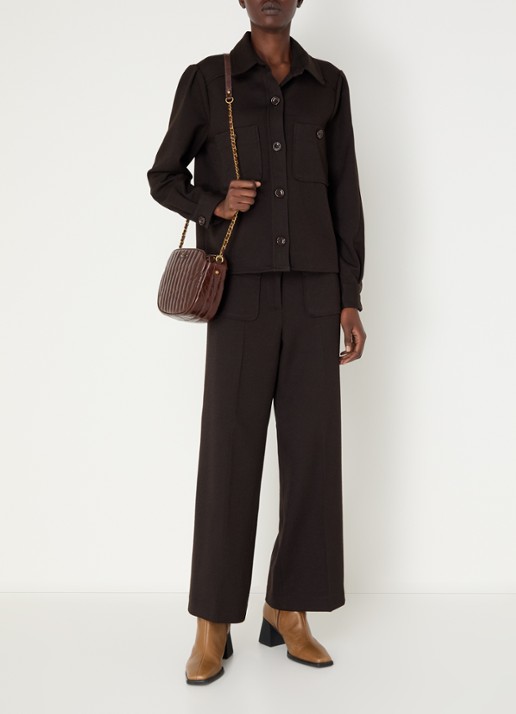 Sessùn Theodore blouse met opgestikte zakken - voorkant 4 bruin