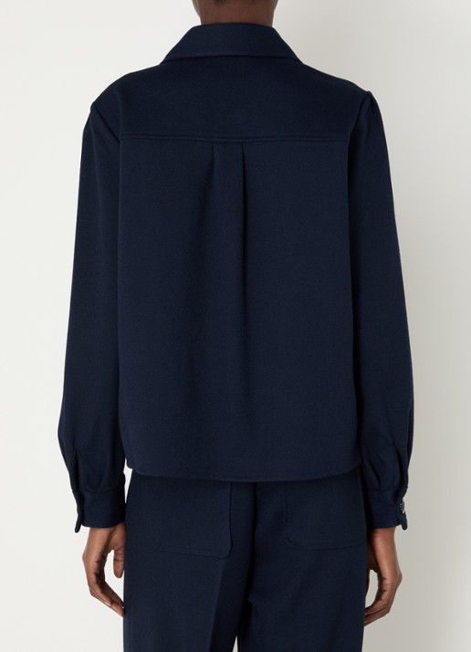 Sessùn Theodore blouse met opgestikte zakken - achterkant 2 donkerblauw