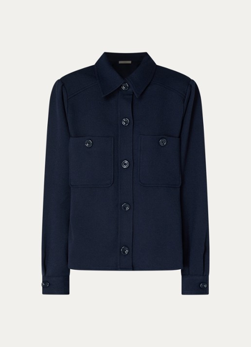 Sessùn Theodore blouse met opgestikte zakken - voorkant 3 donkerblauw