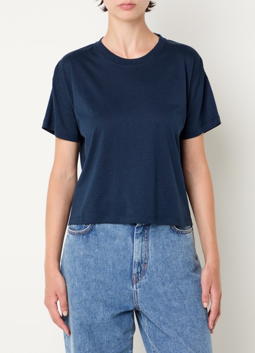 Sessùn Too cropped T-shirt  - detail 4 donkerblauw