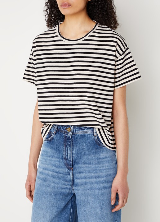 Sessùn Tooli T-shirt in linnenblend met streepprint