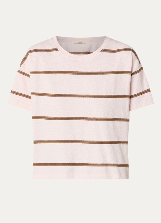 Sessùn Tooli T-shirt met streepprint - voorkant 3 lichtroze