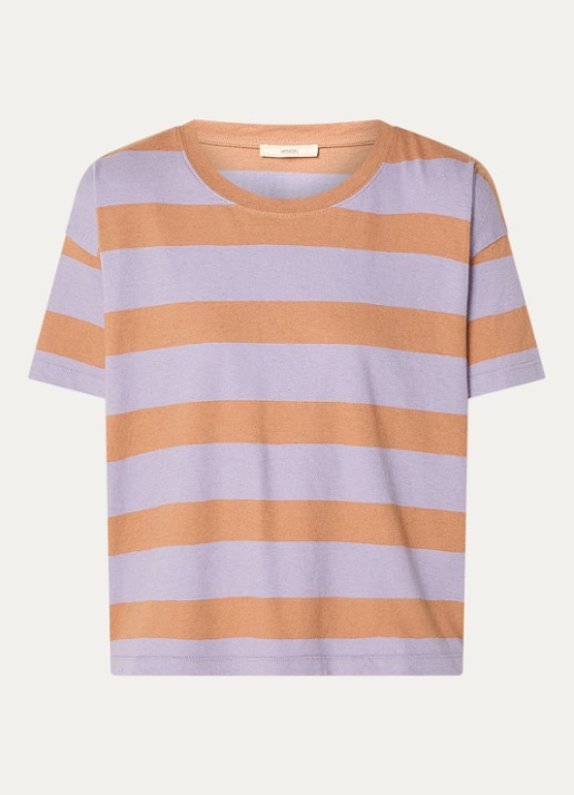 Sessùn Tooli T-shirt met streepprint - voorkant roestbruin