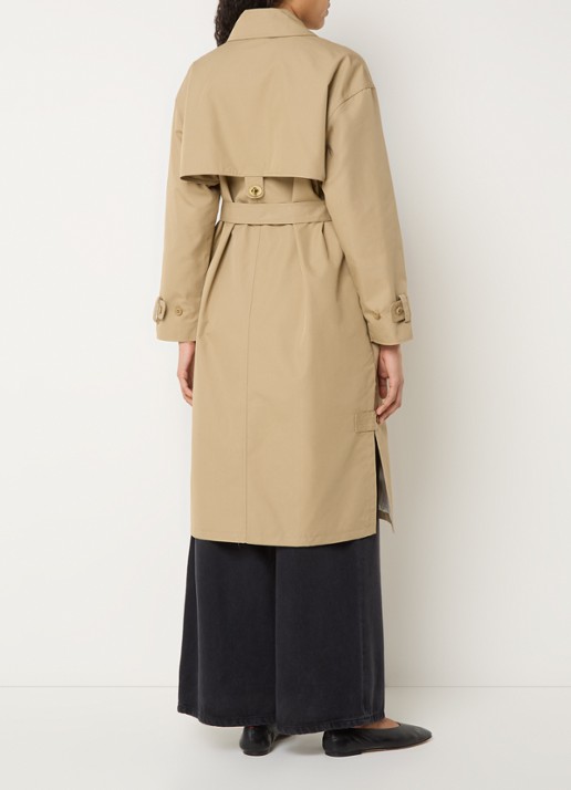 Sessùn Trenchliss trenchcoat met steekzakken en strikceintuur - achterkant camel