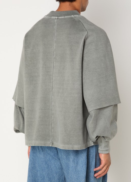 Seventh Raglan sweater met ronde hals - achterkant olijfgroen