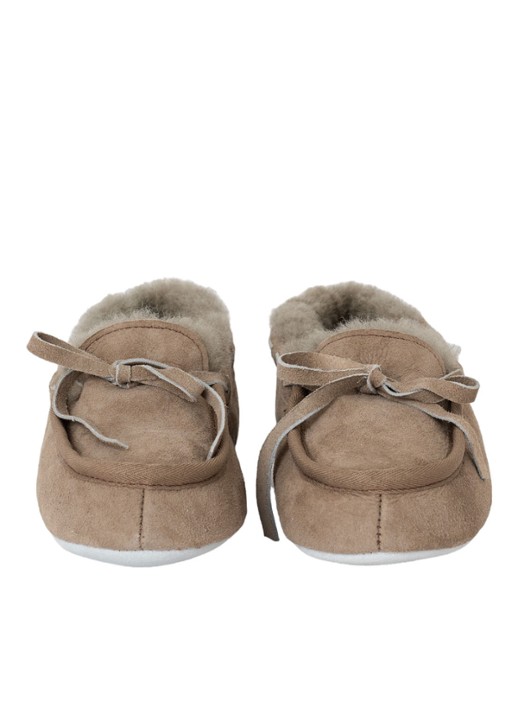 Shepherd Daisy pantoffel van schapensuède - detail grijs
