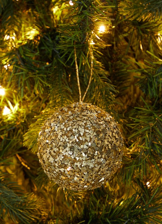 Shishi Flakes kerstbal 10 cm  - voorkant 2 goud