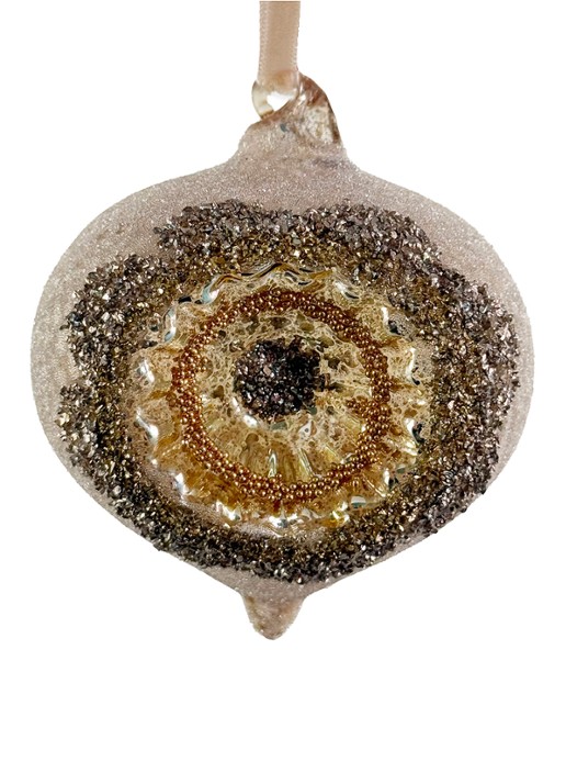 Shishi Flower kersthanger 8 cm - voorkant goud