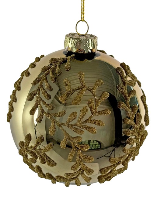 Shishi Flowers kerstbal 10 cm - voorkant goud