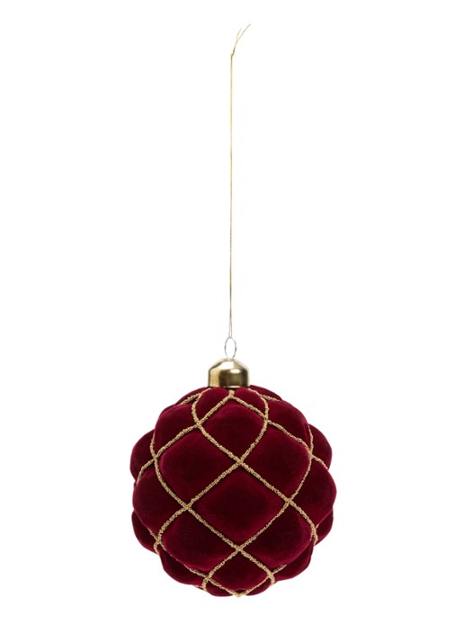 Shishi Fluweel kertsbal 10 cm - voorkant donkerrood