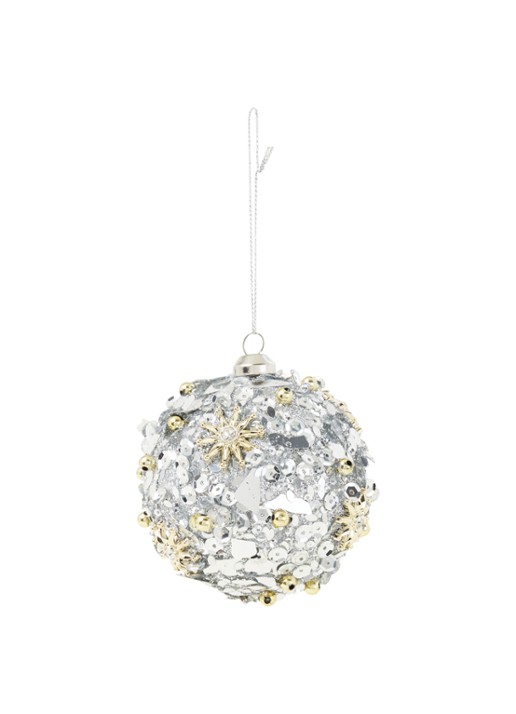 Shishi Kerstbal 8 cm - voorkant zilver
