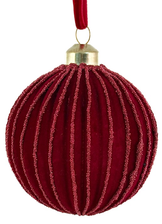 Shishi Velvet Lines kerstbal 8 cm