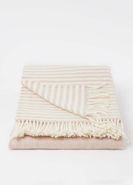 Silkeborg Uldspinderi Bogø plaid van wol 140 x 240 cm - voorkant 3 oudroze