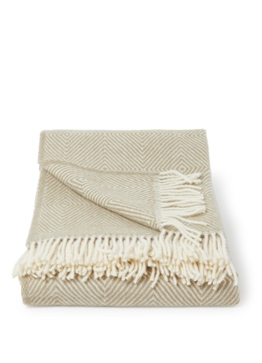 Silkeborg Uldspinderi Nature plaid van wol 140 x 240 cm - voorkant 2 lichtgroen