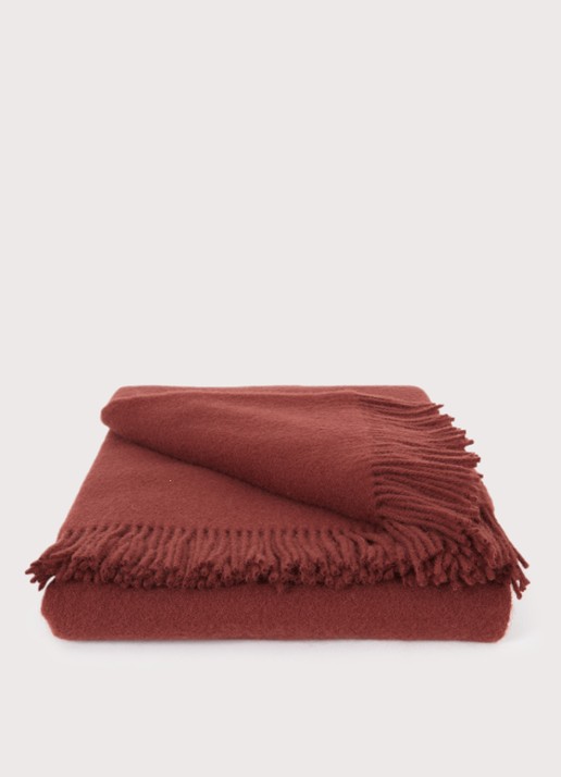 Silkeborg Uldspinderi Season plaid van wol 130 x 200 cm - voorkant 2 kastanjebruin