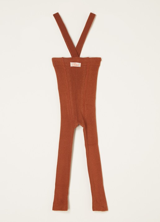 Silly Silas Fijngebreide legging met bretels - detail 4 cognac