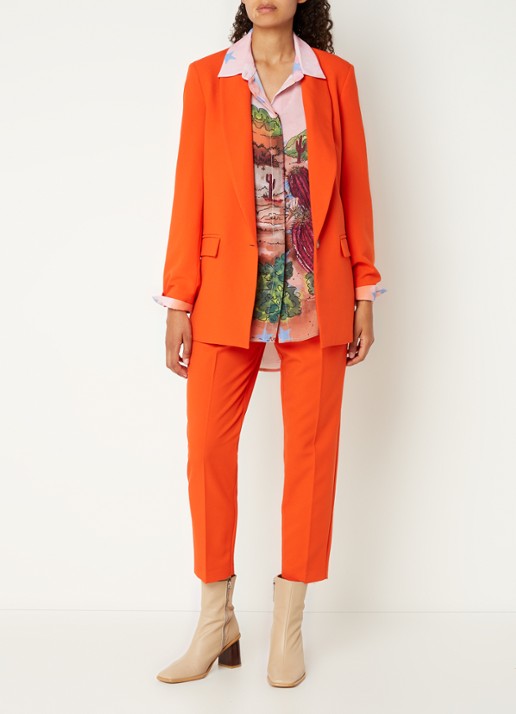 Silvian Heach Kaluk oversized blazer met klepzakken - voorkant 4 donkeroranje