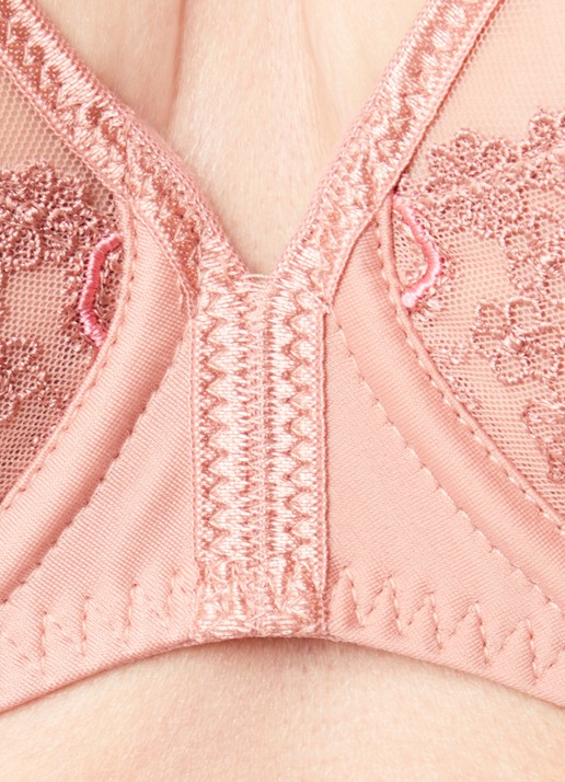 Simone Pérèle Delice plunge beugel bh van  mesh met borduring - detail 5 zalmroze